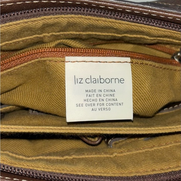 Liz Claiborne Vintage Ladies Brown Handbag 10" W x 7" H x 3" D Lots of Pockets - Picture 15 of 16